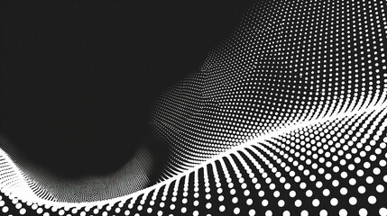 Black and White Halftone Tech Texture Background with Abstract Geometric Patterns for Digital and Graphic Design