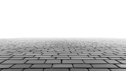 High-Resolution Gray Brick Pavement with Clear Texture on White Background.