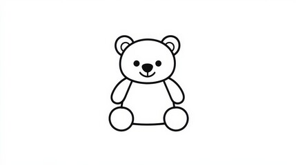 Obraz premium Cute Simple Outline Drawing of a Teddy Bear on White Background