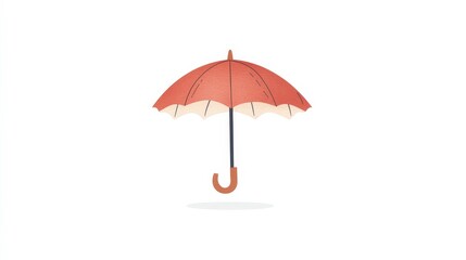 Bright Red Umbrella with Curved Handle and Decorative Edges