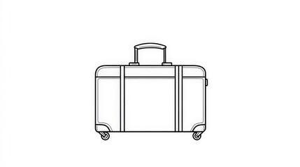 Fototapeta premium Simple Line Art Illustration of Travel Suitcase on White Background