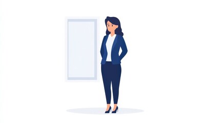 Obraz premium Professional Woman Standing in Front of Blank Wall with Window