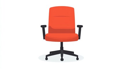 Fototapeta premium Ergonomic Red Office Chair on White Background with Wheels