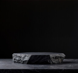 black stone Empty mockup product display 3d background podium for beauty or cosmetic products sunny