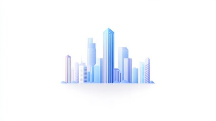 Fototapeta premium Modern Minimalist Cityscape Illustration with Blue Tones