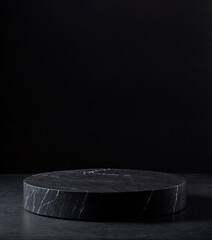 black stone Empty mockup product display 3d background podium for beauty or cosmetic products sunny