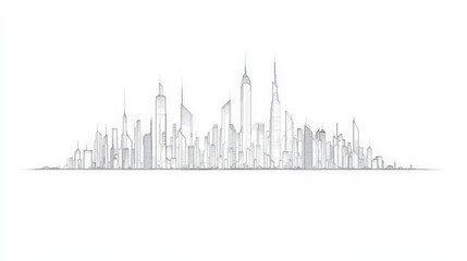 Fototapeta premium Minimalist Linear Skyline Illustration with Architectural Elements