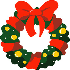 christmas wreath with bow and ribbon