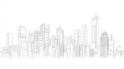 Fototapeta premium Urban Skyline Outline Design for Modern Architecture Concepts
