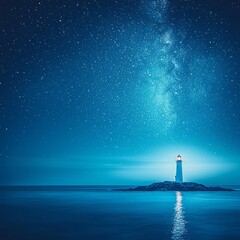 Celestial Beacon Lighthouse Under the Milky Way Galaxy