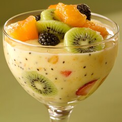 Creamy Tropical Fruit Delight with Poppy Seeds and Berries