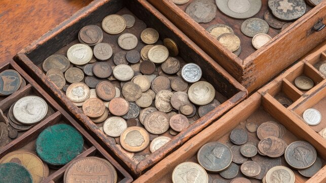 Vintage Coin Collection in Framed Display