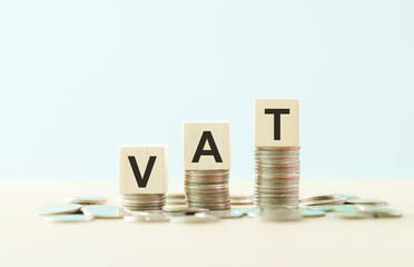 VAT Concept. Wooden blocks spelling 