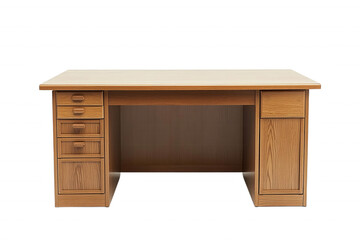 Classic wooden desk with drawers, ideal for office use