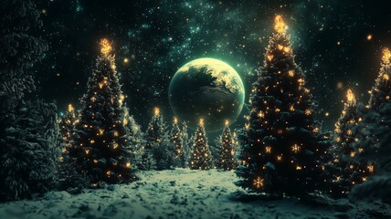 非現実的で夢のような幻想的な世界_クリスマスツリー
