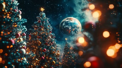 非現実的で夢のような幻想的な世界_クリスマスツリー