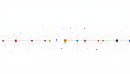 Obraz premium Abstract network representation with colorful nodes, modern and sleek, symbolizing connections and journeys