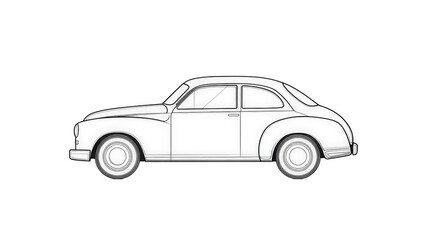 Fototapeta premium Classic Vintage Car Outline Drawing for Creative Projects