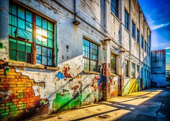 Fototapeta premium Urban Exploration Photography Featuring a White Wall Background with Textures and Shadows, Perfect for Minimalist and Modern Aesthetic Designs
