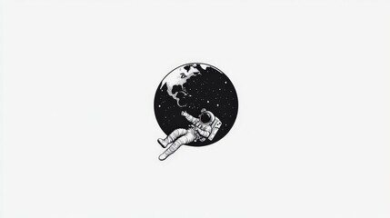 Obraz premium Astronaut Floating in Space Near Earth with Stars and Smoke