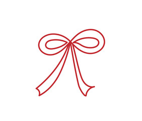 bow red outline on a white background