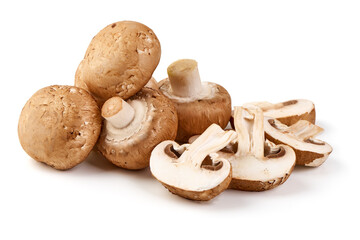 Royal brown champignons, isolated on white background.
