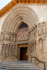 Tympanum of the Porch Church of San Bartolomé in Logrono, Spain.