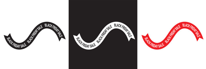Obraz premium Black Friday sale ribbon tag with text. Modern Design with Black Friday Typography and Sale Ribbon Background. Creative Concept for Black Friday Ad, Poster, Banner etc. Vector illustration . EPS 10