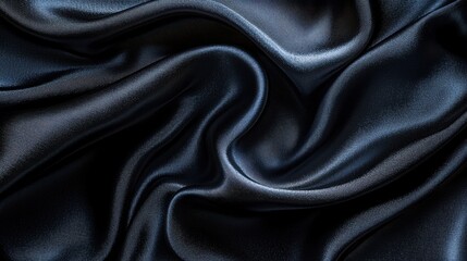 Fototapeta premium A close-up view of luxurious, dark fabric, showcasing its smooth texture and elegant draping.