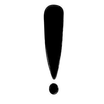 recommend clip art: Hand drawn black exclamation mark in doodle style isolated on white background. Vector infographic, punctuation mark.