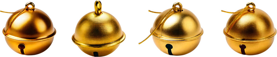 Shiny Gold Christmas Bells Collection, Decorative Ornaments for Holiday Celebrations, Festive Home Decor, Craft Projects, and Seasonal Events Display