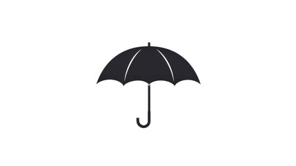Black Umbrella Icon Minimalistic Design on White Background