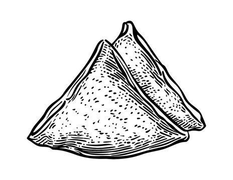 black and white samosas food drawing clip art preview