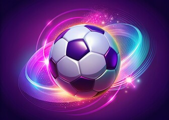 Obraz premium Vibrant Soccer Ball on a Striking Violet Background - 3D Illustration for Sports Enthusiasts and Fashion Photography