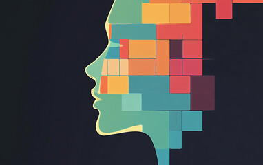 Artistic Digital Human Profile Dissolving into Colorful Particles, Highlighting the Fusion of Technology, Creativity, and Futuristic Expression