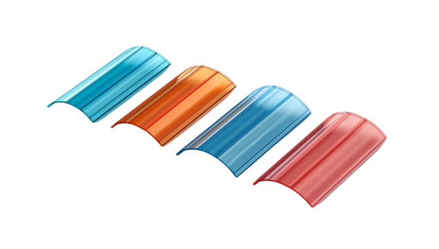 Transparent Polycarbonate Roof Panels in Different Colors, Vectorized Style.