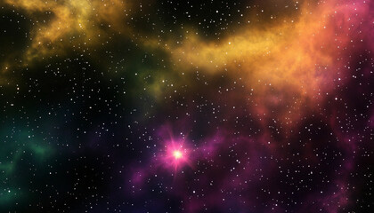 Colorful cosmic clouds and stars fill the night sky