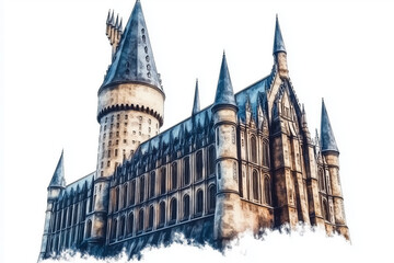 Fototapeta premium a watherpaint castle in the mountains