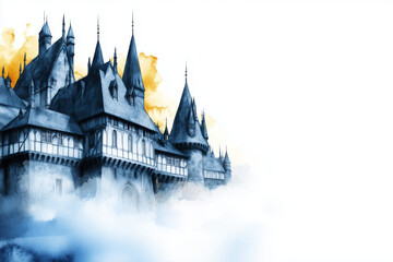 Obraz premium a watherpaint castle in the mountains