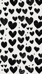 Black Heart pattern hand drawn design on White background illustration