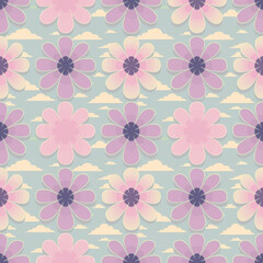 The pattern of colorful flowers in soft pastel colors.	