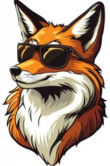 Obraz premium Cool Fox in Sunglasses: A Stylish Vector Illustration of a Red Fox Wearing Sunglasses