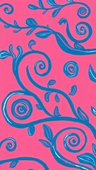 Blue Spiral pattern hand drawn design on Pink background illustration