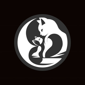 recommend clip art: Abstract Cat and Kitten Yin Yang Symbol - Vector Illustration