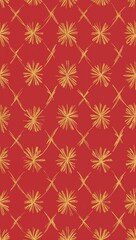 Gold Cross pattern hand drawn design on Red background illustration