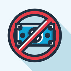 No cash symbol for financial discipline and budgeting
