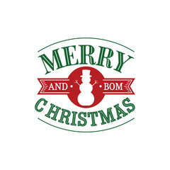 Merry Christmas lettering typography Vector holiday illustration element design