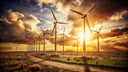Vintage Style Photography of Wind Turbines Forming Dollar Signs in the Sky, Symbolizing Renewable Energy's Financial Value and Engineering Innovation