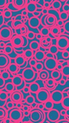 Fototapeta premium Pink Circle pattern hand drawn design on Blue background illustration
