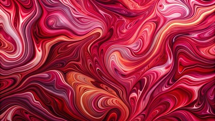 Fototapeta premium Abstract Fluid Art Background in Red and Pink Tones Featuring Liquid Marble Effects and Wavy Patterns on Canvas with Maroon Gradient for Modern Design Projects